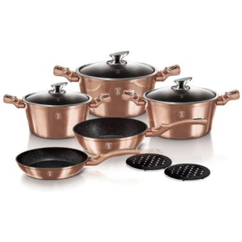   Berlinger Haus Metallic Rosegold Line 10 részes edénykészlet márvány bevonattal
