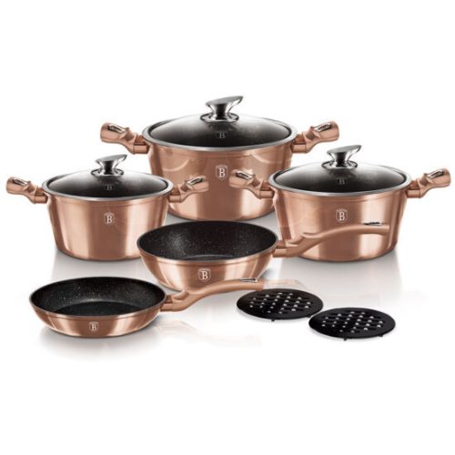 Berlinger Haus Metallic Rosegold Line 10 részes edénykészlet márvány bevonattal