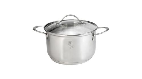 Berlinger Haus Silver Jewellery Collection rozsdamentes acél magas lábas hőálló üveg fedővel, 26 cm,