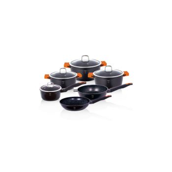   Berlinger Haus Granit Diamond Line 10 részes edénykészlet márvány bevonattal, levehető szilikon fogó