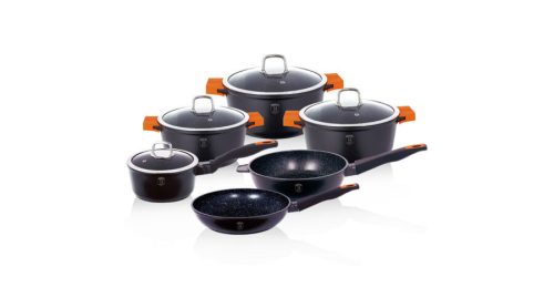 Berlinger Haus Granit Diamond Line 10 részes edénykészlet márvány bevonattal, levehető szilikon fogó