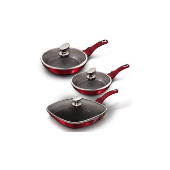   Berlinger Haus Metallic Burgundy Line 6 részes serpenyőkészlet márvány bevonattal, fedővel, burgundy