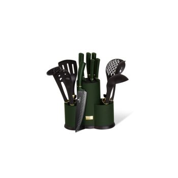   Berlinger Haus Emerald Collection 12 részes konyhai készlet késekkel és kiszedőkkel, smaragdzöld met