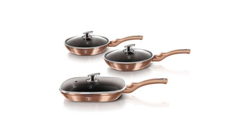 Berlinger Haus Metallic Rosegold Line 6 részes serpenyőkészlet márvány bevonattal, fedővel, rosegold