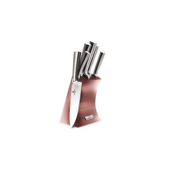   Berlinger Haus I-Rose Collection 6 részes rozsdamentes acél késkészlet, metál állvánnyal, pink