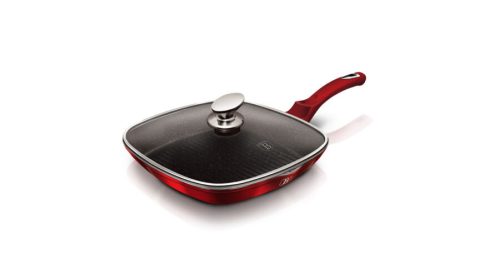 Berlinger Haus Metallic Burgundy Line grill serpenyő márvány bevonattal, fedővel, 28 cm