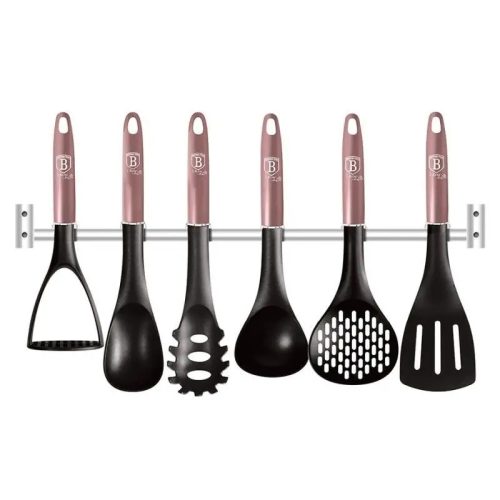 Berlinger Haus I-Rose Collection 7 részes nylon konyhai eszköz készlet fali tartóval