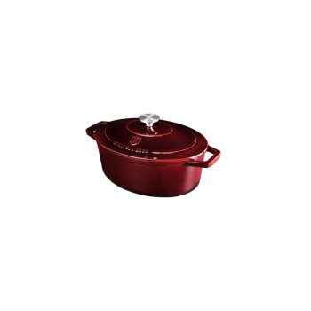   Berlinger Haus Metallic Burgundy Line öntöttvas ovális sütőedény zománc bevonattal, fedővel