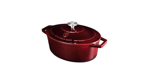 Berlinger Haus Metallic Burgundy Line öntöttvas ovális sütőedény zománc bevonattal, fedővel
