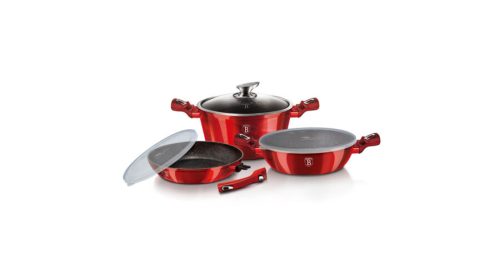 Berlinger Haus Metallic Burgundy Line 6 részes edénykészlet márvány bevonattal, metál külső bevonatt