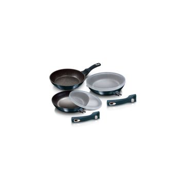   Berlinger Haus Metallic Aquamarine Line 5 részes serpenyőkészlet márvány bevonattal, metál külső bev