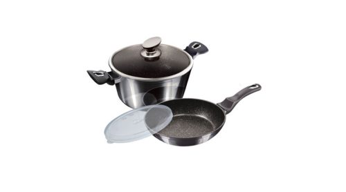 Berlinger Haus Carbon Pro Collection 4 részes edénykészlet márvány bevonattal