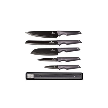   Berlinger Haus Carbon Pro Collection 6 részes késkészlet tapadásmentes bevonattal, mágneses fali tar