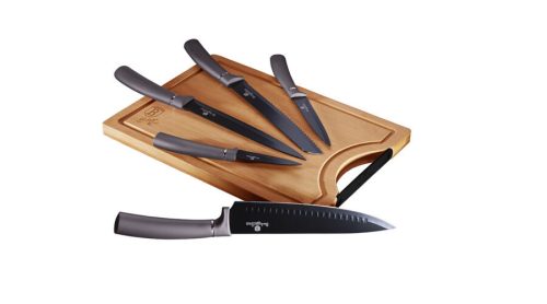 Berlinger Haus Carbon Pro Collection 6 részes késkészlet bambusz vágódeszkával