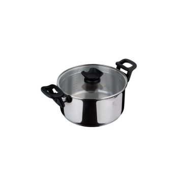   Berlinger Haus Silver Jewellery Collection rozsdamentes acél lábas hőálló üveg fedővel, fakanáltartó