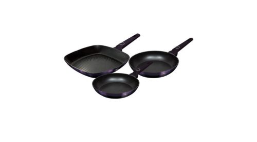 Berlinger Haus Purple Eclipse Collection 3 részes serpenyőkészlet grill serpenyővel, titán bevonatta