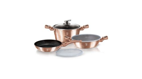 Berlinger Haus Metallic Rosegold Line 6 részes edénykészlet márvány bevonattal, metál külső bevonatt