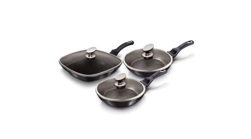 Berlinger Haus Carbon Pro Collection 6 részes serpenyőkészlet márvány bevonattal, fedővel