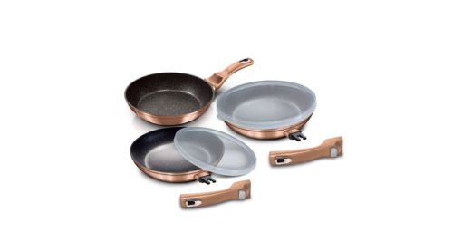 Berlinger Haus Metallic Rosegold Line 5 részes serpenyőkészlet márvány bevonattal, metál külső bevon