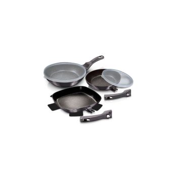   Berlinger Haus Carbon Pro Collection 5 részes serpenyőkészlet, márvány bevonattal