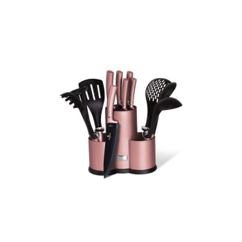   Berlinger Haus I-Rose Collection 12 részes konyhai készlet késekkel és kiszedőkkel, pink metál
