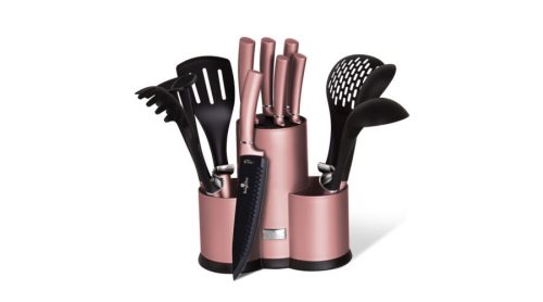 Berlinger Haus I-Rose Collection 12 részes konyhai készlet késekkel és kiszedőkkel, pink metál