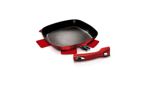 Berlinger Haus Metallic Burgundy grill serpenyő márvány bevonattal, levehető nyéllel, 28 cm