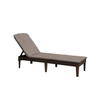   Jaipur műanyag kerti dönthető napozóágy barna, párnával