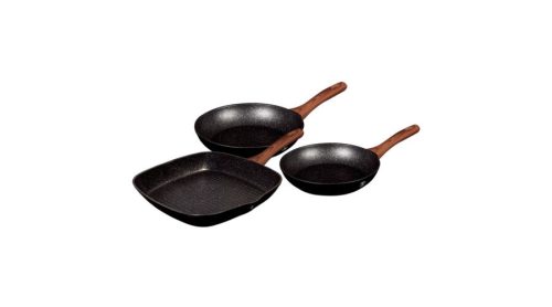 Berlinger Haus Ebony Rosewood Line 3 részes serpenyőkészlet grill serpenyővel gránit-márvány bevonat