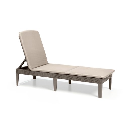 Jaipur műanyag kerti dönthető napozóágy cappuccino, párnával