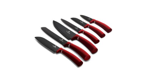 Berlinger Haus Metallic Line 6 db-os késkészlet tapadásmentes bevonattal, fekete/burgundy