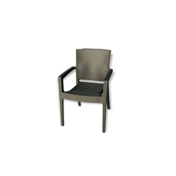   Dorman rattan hatású karfás műanyag kerti szék antracit szürke