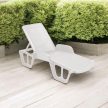 Pool rattan hatású műanyag kerti fix napozóágy fehér O264