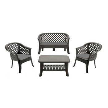 Veranda műanyag kerti szett antracit szürke O310