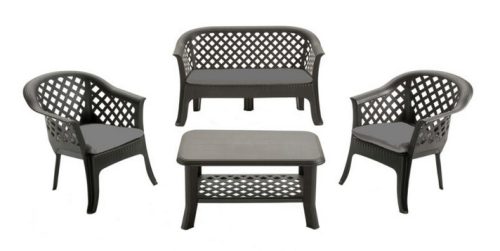 Veranda műanyag kerti szett antracit szürke O310