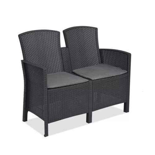 Lima kétszemélyes műanyag kerti kanapé grafit szürke