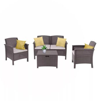   Venus 4 személyes műanyag kerti bútor garnitúra cappuccino