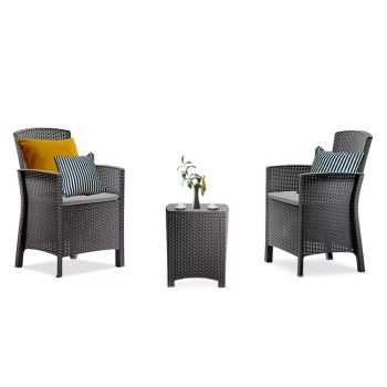 Lima Balcony műanyag kerti garnitúra grafit szürke