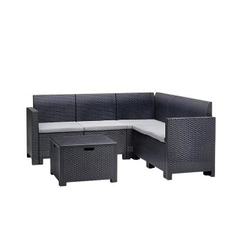   Nero 5 személyes műanyag sarok kerti bútor garnitúra grafit szürke