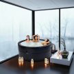 Avenli Saipan fekete bőrhatású dézsa jakuzzi, 184 x 73 cm, 1200 l