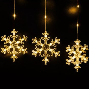   Crystalline toldható LED HÓPEHELY fényfüggöny, 120 x 80 cm, 90 db MELEG FEHÉR LED, átlátszó kábel