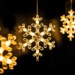 Crystalline toldható LED HÓPEHELY fényfüggöny, 120 x 80 cm, 90 db MELEG FEHÉR LED, átlátszó kábel