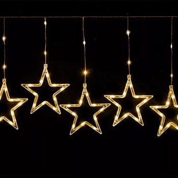   Crystalline toldható LED CSILLAG fényfüggöny, 120 x 80 cm, 90 db MELEG FEHÉR LED, átlátszó kábel