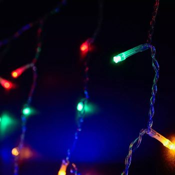   Crystalline toldható LED fényfüggöny, 120 x 120 cm, 144 db MULTI LED, átlátszó kábel, Kül- és beltér