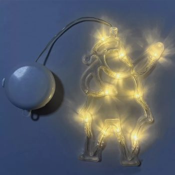   Mikulás ablakdísz tapadókoronggal, 12 x 20 cm, 12 LED meleg fehér, elemes