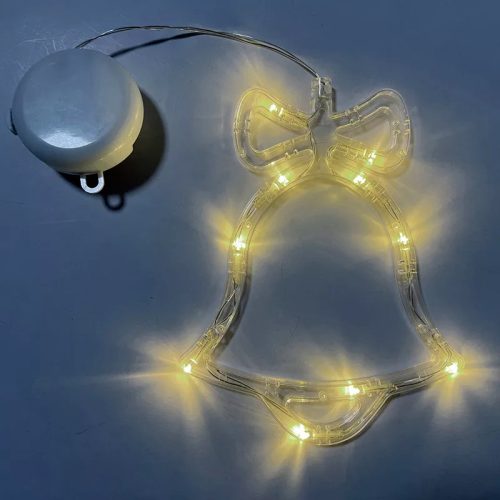 Harang ablakdísz tapadókoronggal, 16 x 20 cm, 12 LED meleg fehér, elemes