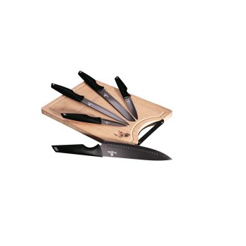   Berlinger Haus Black Silver 6 részes késkészlet bambusz vágódeszkával