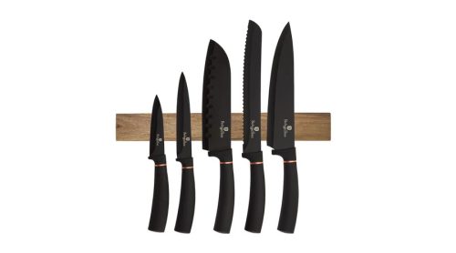 Berlinger Haus Black Rose Collection 6 részes késkészlet tapadásmentes bevonattal, akácfa mágneses f