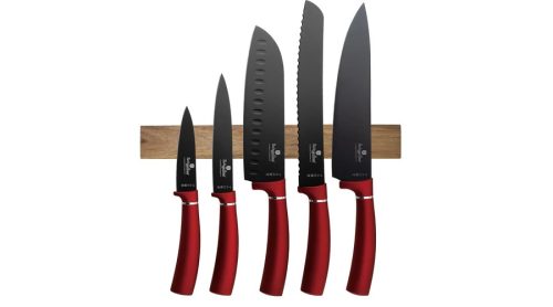 Berlinger Haus Metallic Burgundy Line 6 részes késkészlet tapadásmentes bevonattal, akácfa mágneses 