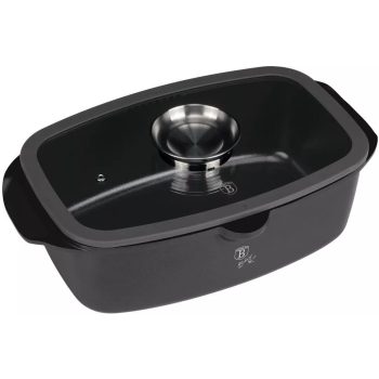   Berlinger Haus Antracit Collection pecsenyesütő, üveg fedővel, 32 x 21 x 10.6 cm, 6l, aroma gomb